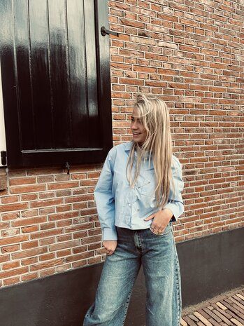 Roos satijnen blouse